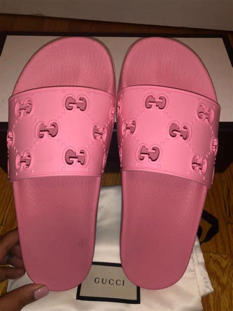 fuzzy pink gucci slides|Gucci slides for women pink.